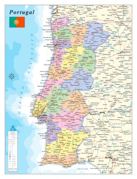 Mapa rodoviário de Portugal: centro da cidade